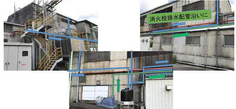 雨水の回収配管設置